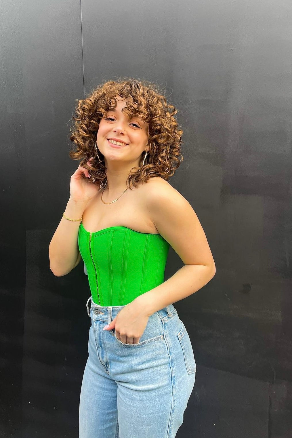Money Tree Green Corset Top