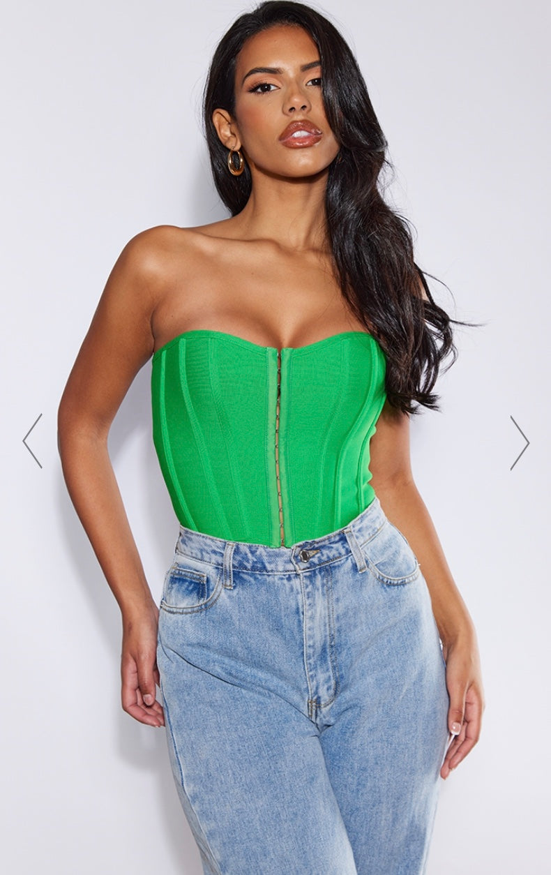 Money Tree Green Corset Top