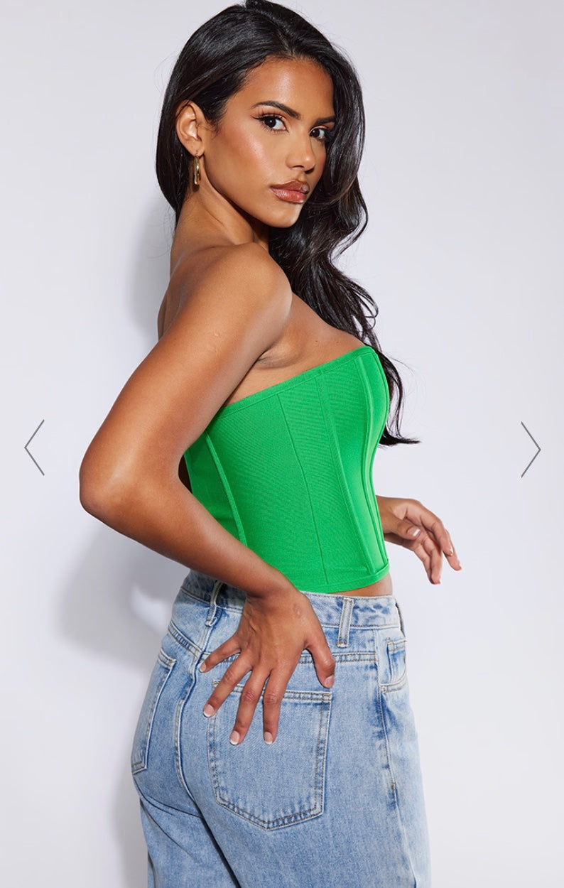 Money Tree Green Corset Top