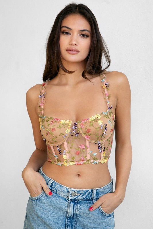 Pretty Little Thing Embroidered Crop Top