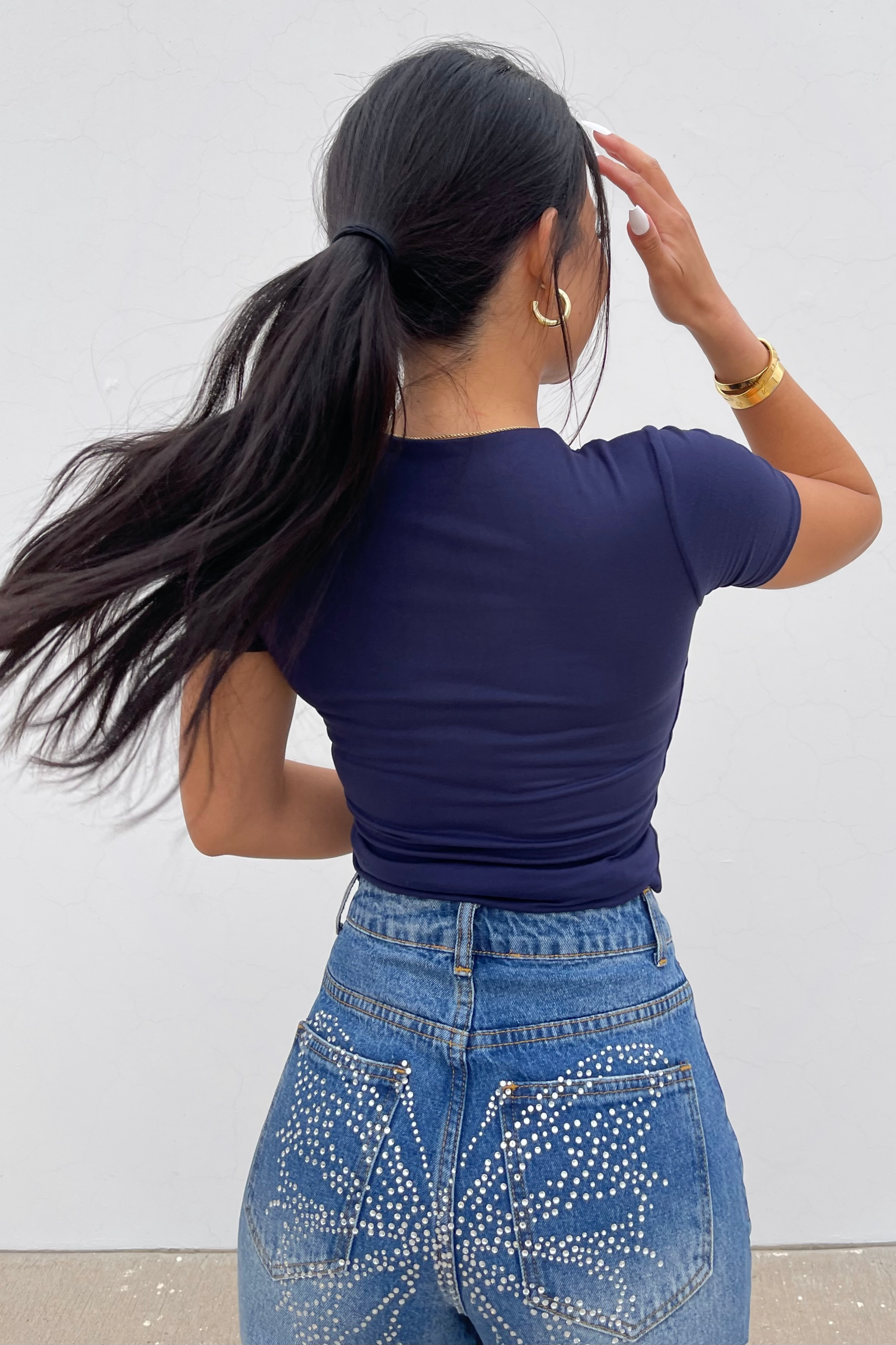 Classic Short Sleeve Top - Navy Blue