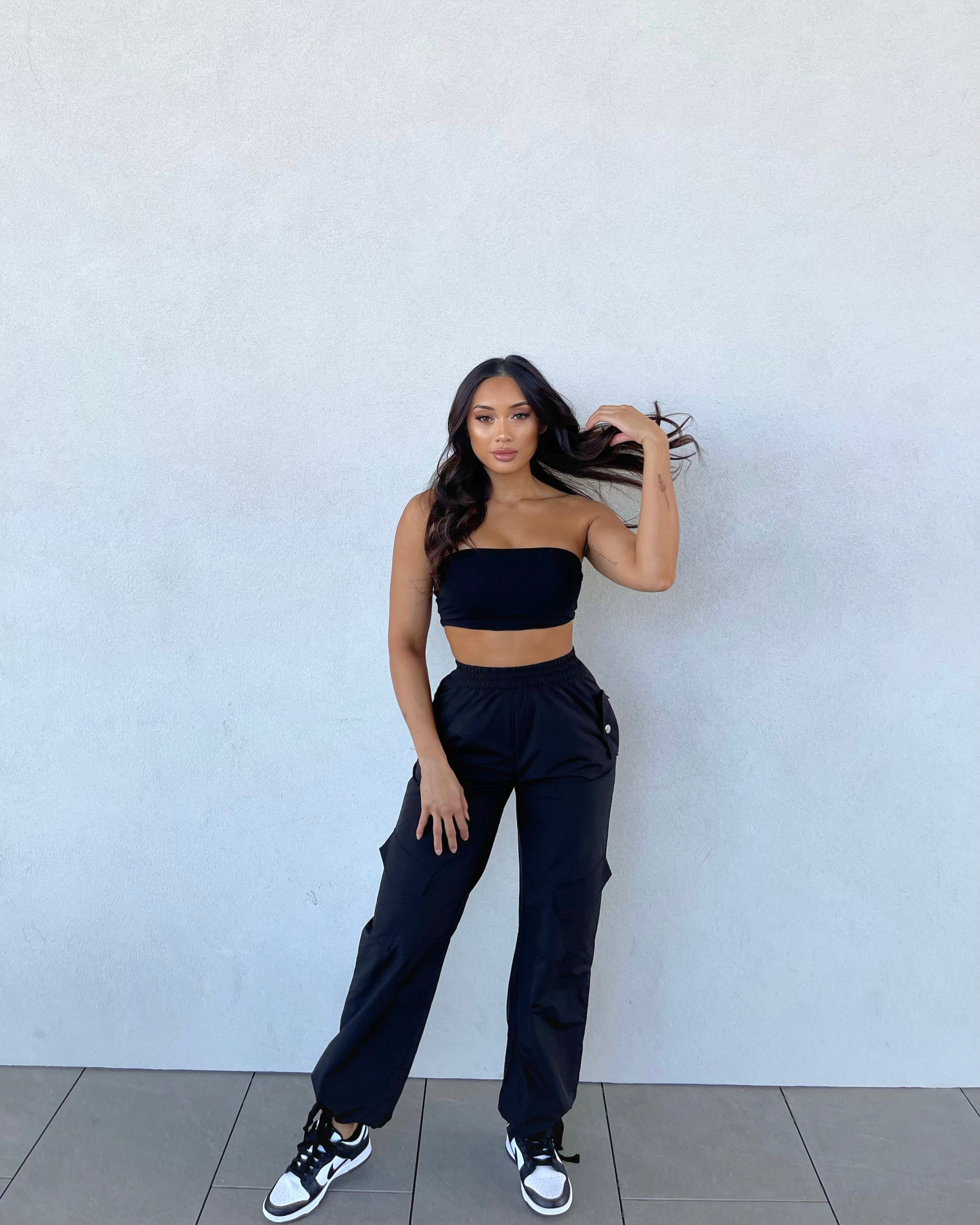 black straight leg cargo pants, fashion nova kalley cargo pants, black cargo trousers, arizona fashion boutique, pretty little thing black wide leg high waisted cargo pants, fashion nova, viral fashion, trending cargo pants, winter fashion trends
