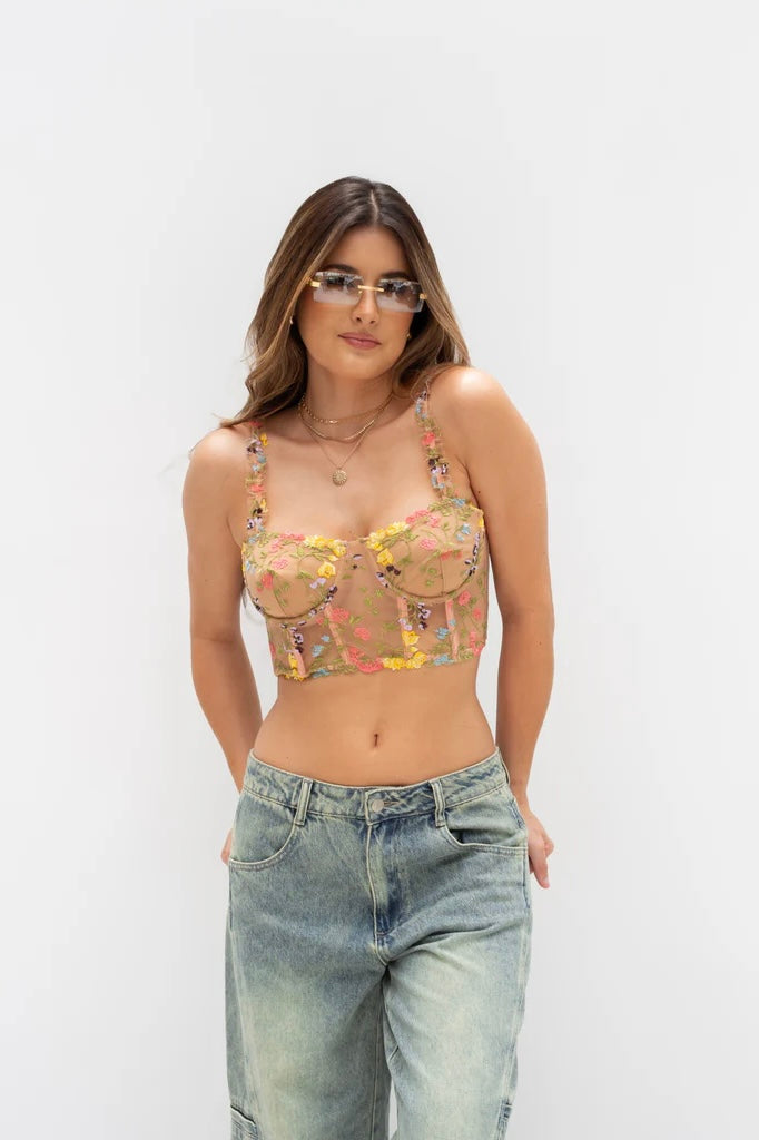 Pretty Little Thing Embroidered Crop Top