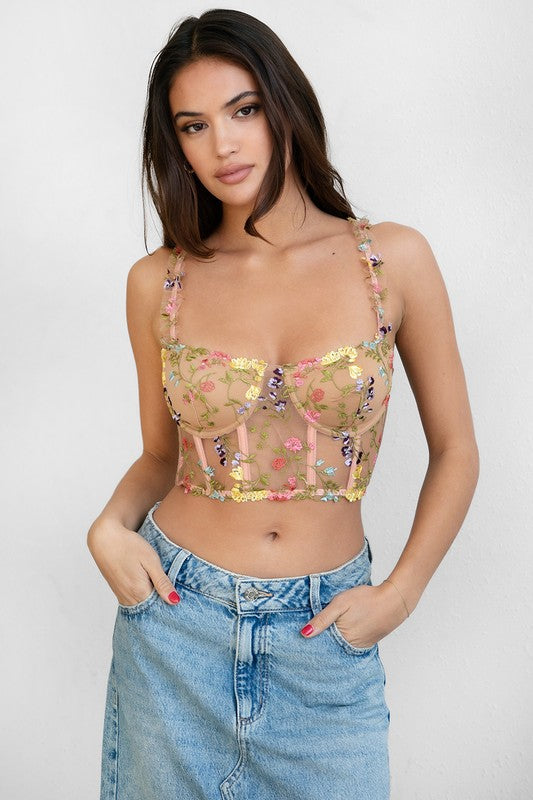 Pretty Little Thing Embroidered Crop Top