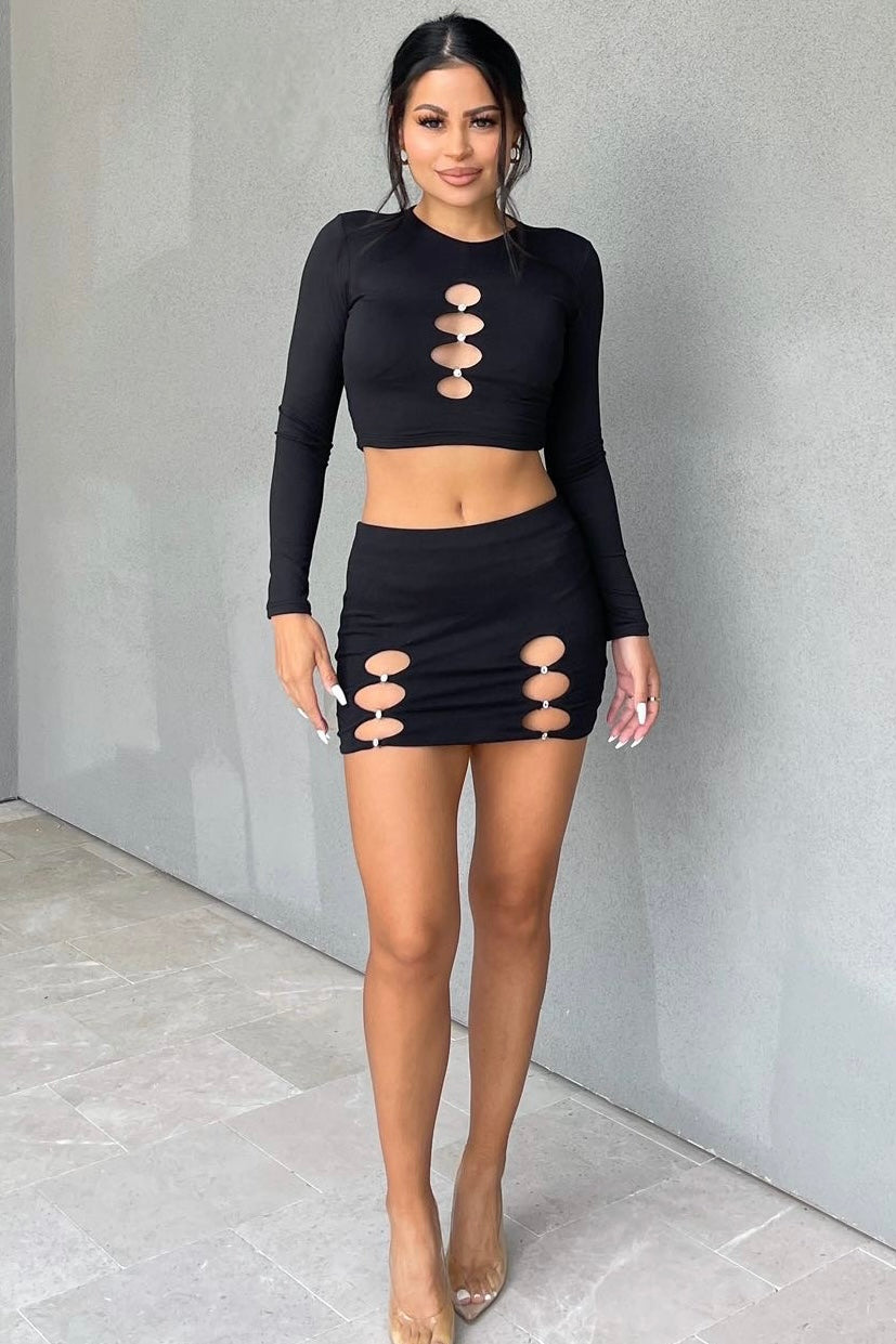 Diamond Girl Set, Black Two Piece Skirt Set, Music Festival Outfit, Valentines Outfit, Clubwear, Womens Fashion, Fast Fashion, Trendy Outfit, Y2K Fashion, Fashion Nova Outfit Set, Miss Lola Outfit Set, Pinterest Fashion