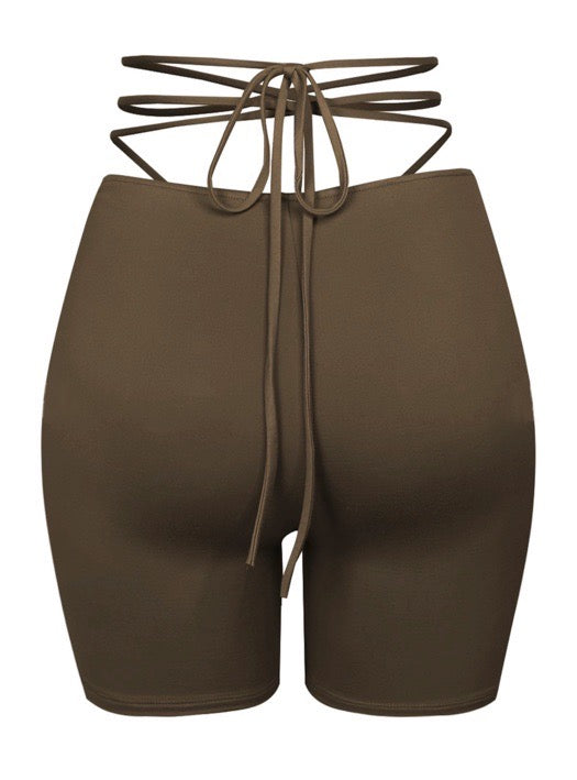 Chocolate Ruched Shorts - Brown